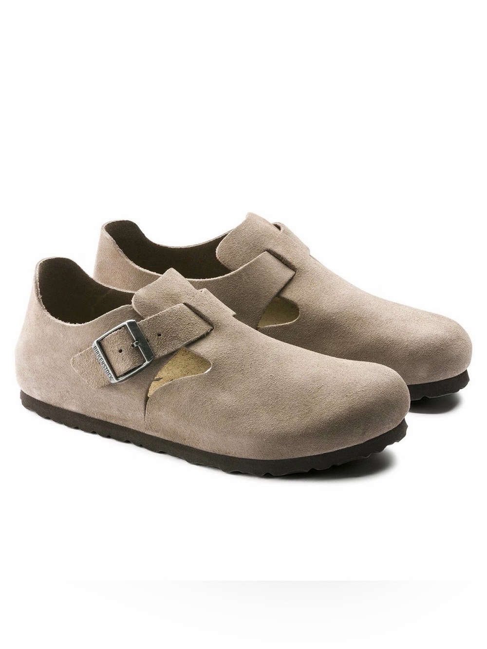 Birkenstock Taupe Suede Slip-On Clogs with Buckle -Size 40